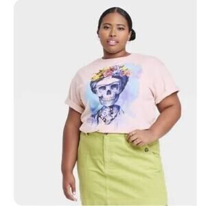Día De Los Muertos Frida Short Sleeve Graphic T-Shirt - Pink Women’s XXL NWT